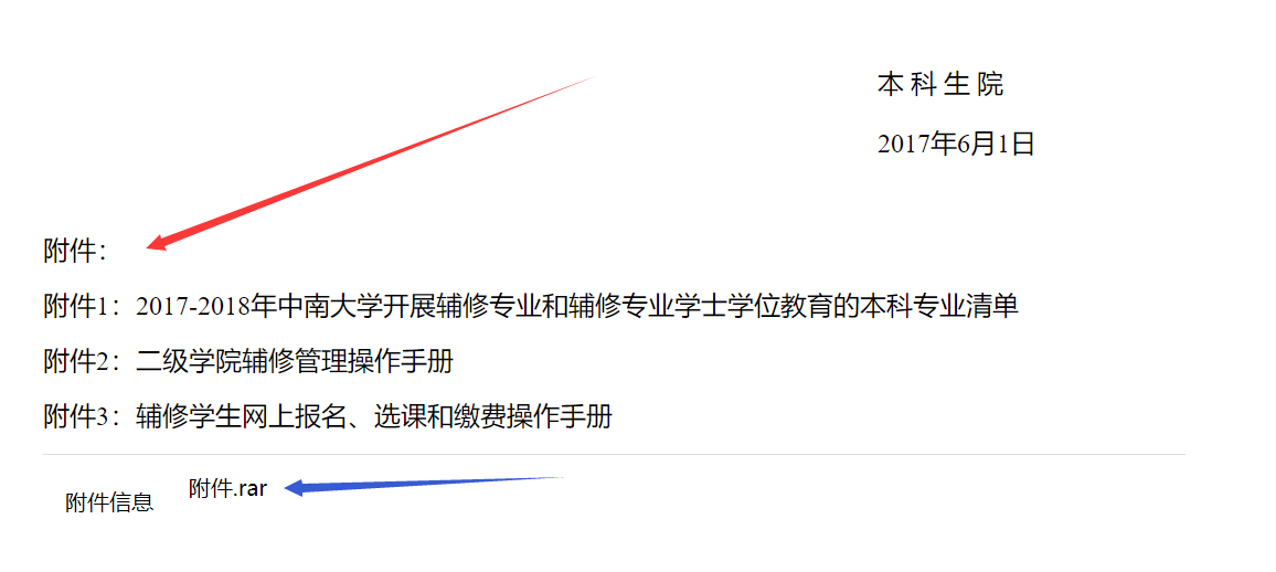辅修相关通知的附件